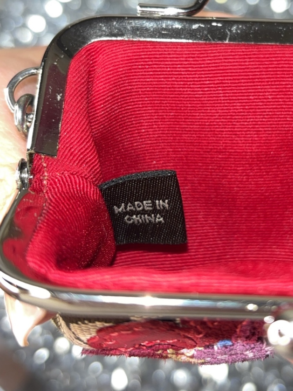 Coach RARE y2k poppy for peace Floral Appliqué kisslock coin charm EUC - Picture 13 of 14